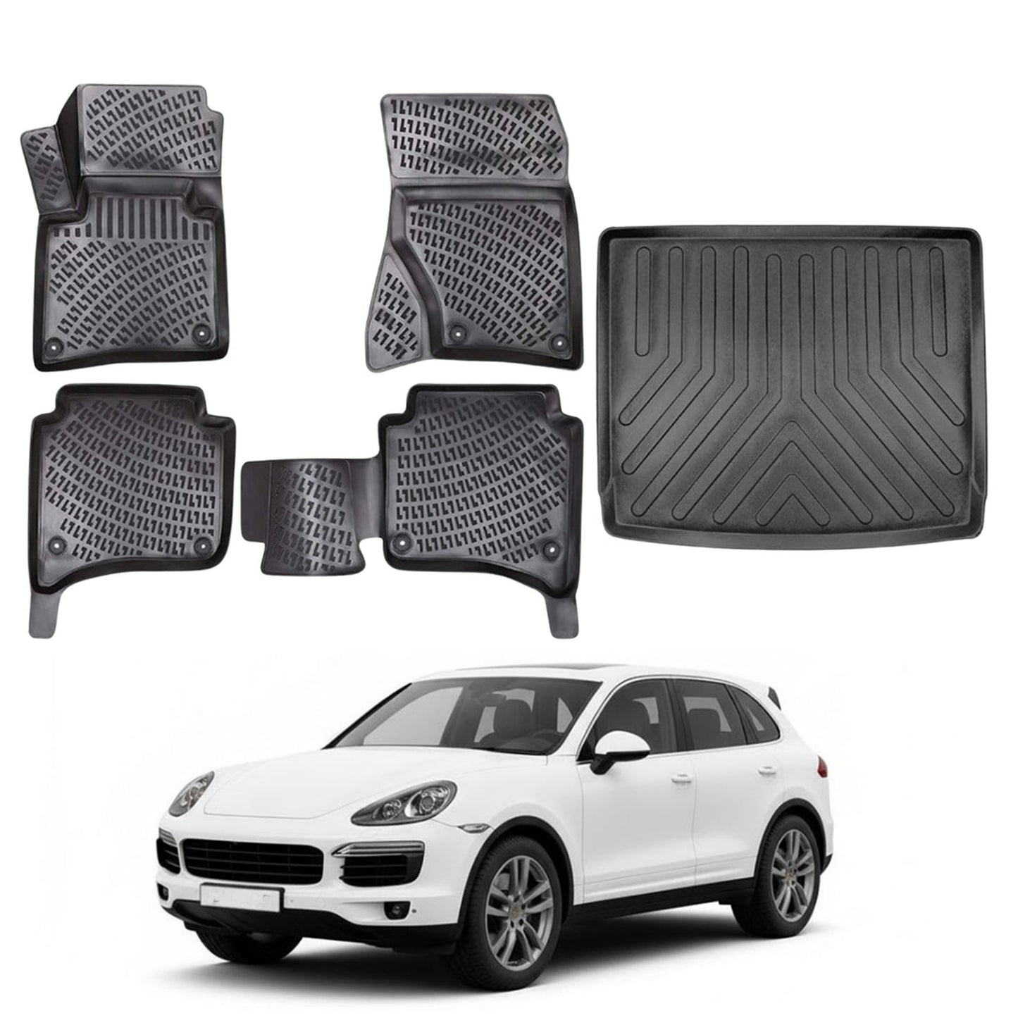 Porsche Cayenne Floor Mats Four Zone Air Conditioning and Cargo Liner 2011-2017 - Auto Accessory