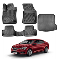 Renault Megane 4 Floor Mats and Cargo Liner 2016-2023, All Weather TPE Front, Rear & Cargo Set