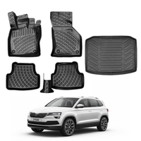 Skoda Karoq Floor Mats and Cargo Liner 2017-2026, All Weather TPE Front, Rear & Cargo Set