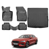 Volvo S60 Floor Mats and Cargo Liner 2019-2026, All Weather TPE Front, Rear & Cargo Set