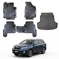 Kia Sorento Floor Mats and Cargo Liner 2010-2015, All Weather TPE Front, Rear & Cargo Set