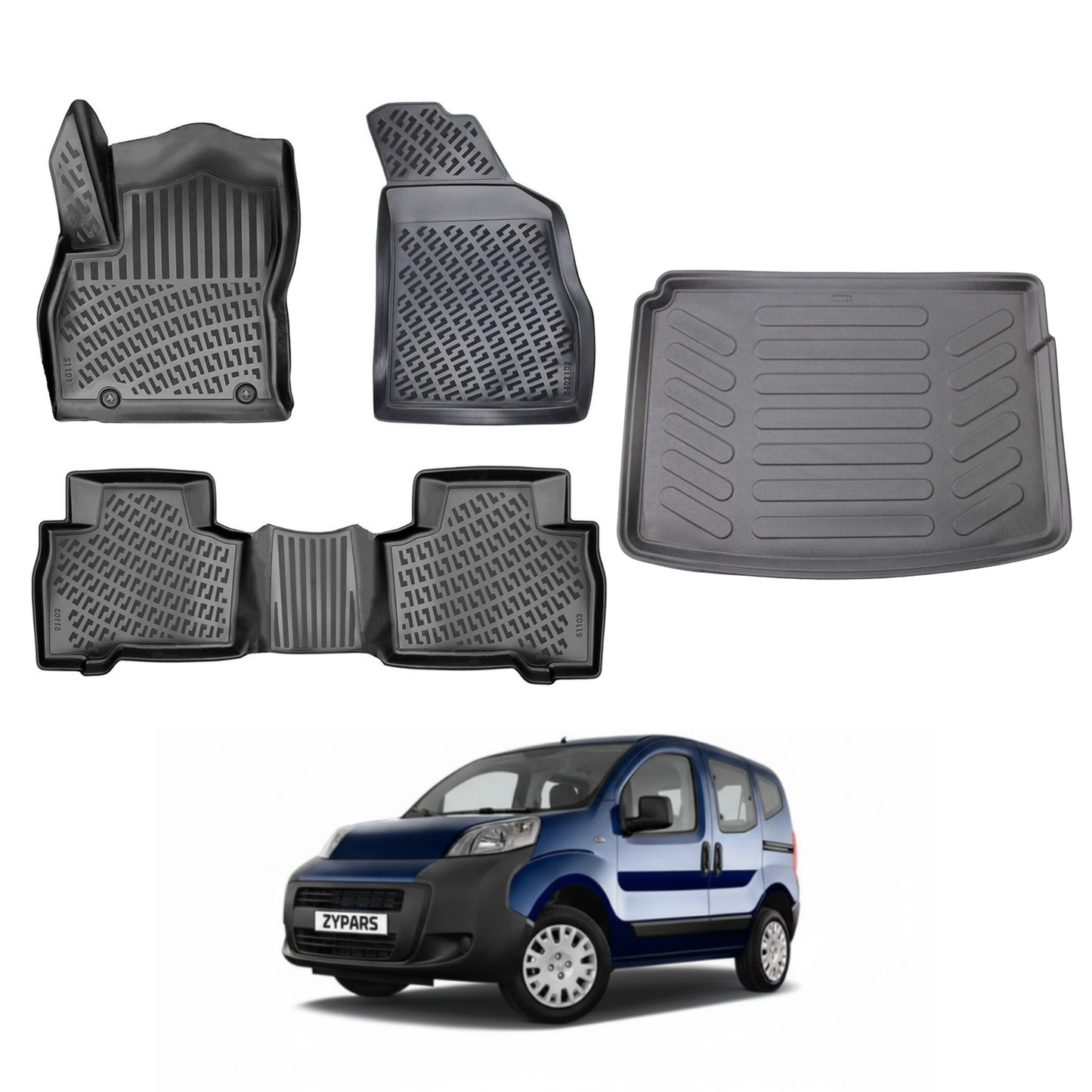 Peugeot Bipper Floor Mats and Cargo Liner 2008-2026
