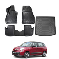 Fiat 500L Floor Mats and Cargo Liner 2012-2017, All Weather TPE Front, Rear & Cargo Set