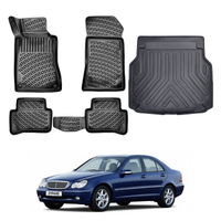 Mercedes C Class W203 Floor Mats and Cargo Liner 2000-2007, All Weather TPE Front, Rear & Cargo Set